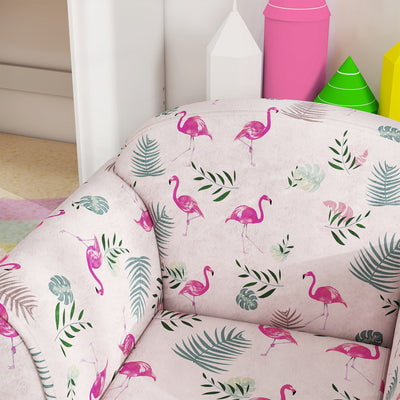 AIYAPLAY Kids Armchair with Flamingo Design, Wooden Frame, for Bedroom, Playroom, Kids Room - Pink 