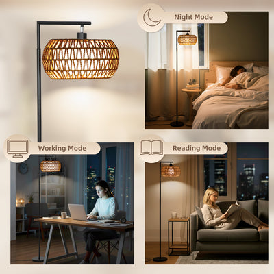 HOMCOM Boho Dimmable Floor Lamp - Black 