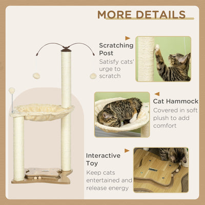 PawHut Cat Tree, with Scratching Posts, Hammock, Toy Ball - Beige 