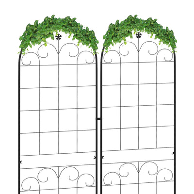 Outsunny Metal Trellis Set of 2, Garden Trellis for Climbing Plants Support Frames, Floral Design 