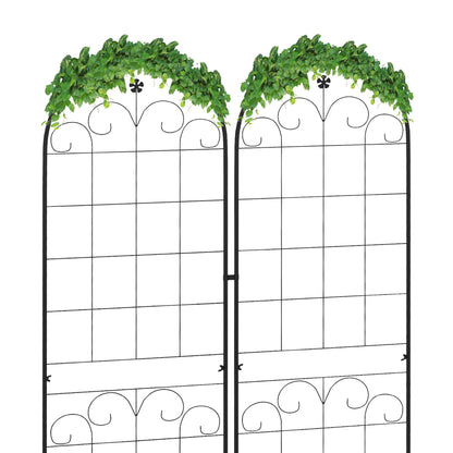 Outsunny Metal Trellis Set of 2, Garden Trellis for Climbing Plants Support Frames, Floral Design
