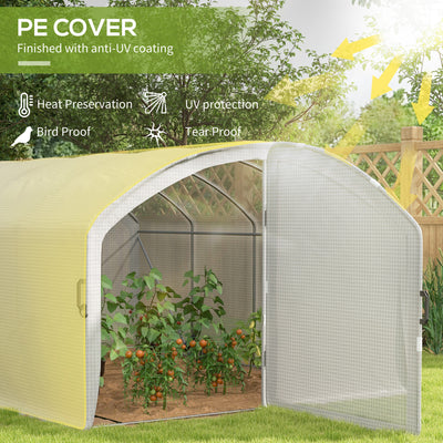 Outsunny Polytunnel Greenhouse Walk-in Grow House with UV-resistant PE Cover, Door, Galvanised Steel Frame, 4 x 3 x 2m, White 