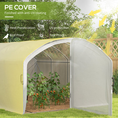 Outsunny Polytunnel Greenhouse Walk-in Grow House with UV-resistant PE Cover, Door, Galvanised Steel Frame, 4 x 3 x 2m, White 