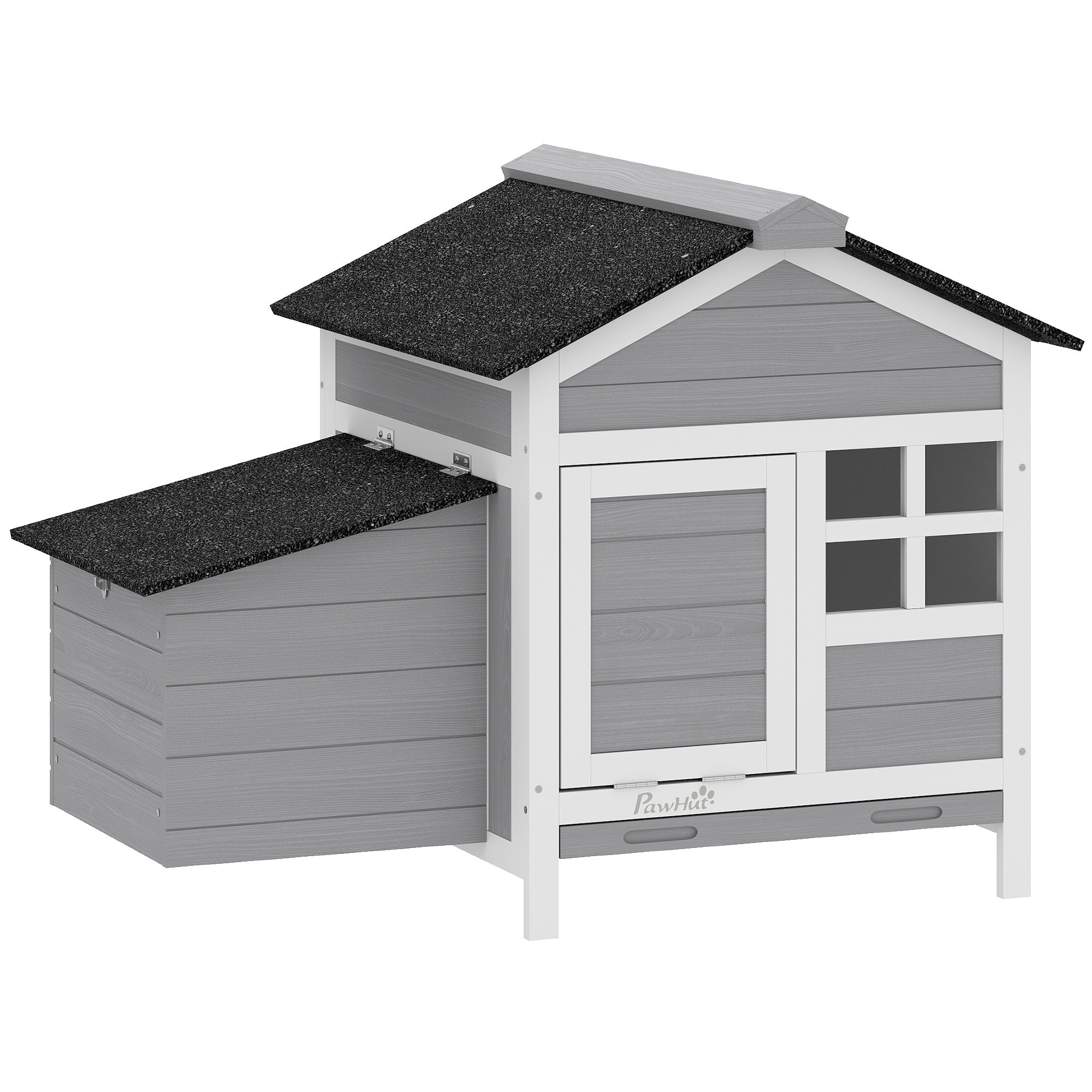 PawHut Wooden Chicken Coop with Pull-Out Tray Nesting Box for 1-2 Chickens 
