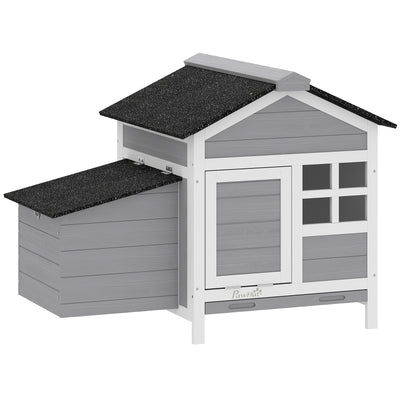PawHut Wooden Chicken Coop with Pull-Out Tray Nesting Box for 1-2 Chickens 