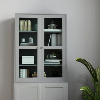 HOMCOM Double Storage Display Cabinet - Grey 