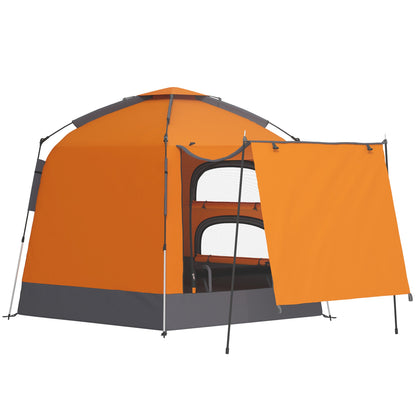 Outsunny Automatic Pop Up Camping Tent, Instant Setup 2-4 Man Tent with Mesh Windows, Waterproof & UV Protection Portable Dome Tent with Carrying Bag for Camping, Hiking, Backpacking, Orange 