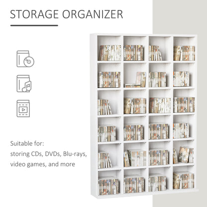 HOMCOM CD Storage Unit with Adjustable Shelves, 89 x 130.5 cm, White 