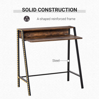 HOMCOM Writing Desk Computer Table Home Office PC Laptop Workstation Storage Shelf 84L x 45W cm Rustic Brown 