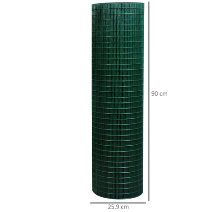 Pawhut PVC Coated Welded Wire Mesh Fencing Chicken Poultry Aviary Fence Run Hutch Pet Rabbit 30m Dark Green 