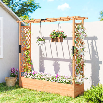 Outsunny Fir Wood 171 x 39 cm Planter and Trellis Garden Bed 