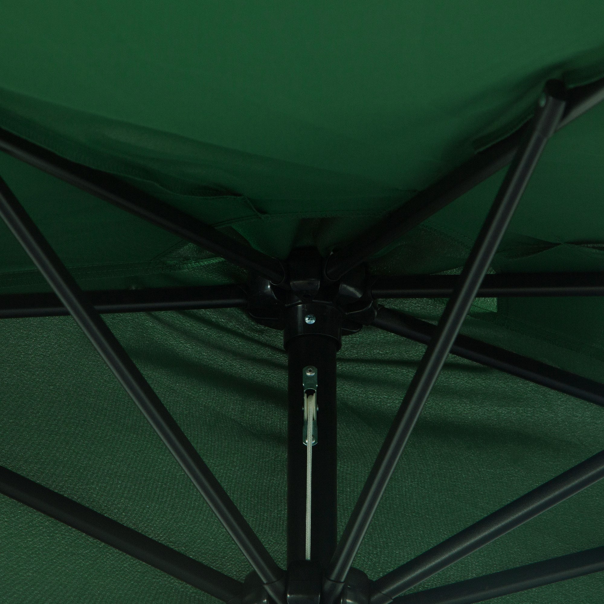 Outsunny 3(m) Half Parasol, Semi Round Umbrella with Metal Frame, Crank Handle for Balcony, Garden, Green 