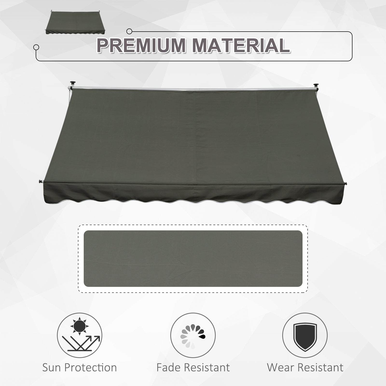 Outsunny 3x1.5m  Adjustable Outdoor Aluminium Frame Awning Grey 