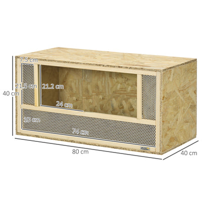PawHut Reptile Terrarium Vivarium Habitat w/ Transparent Sliding Doors, Breathable Mesh, for Lizards, Horned Frogs, Snakes and Chameleons, 80 x 40 x 40 cm 