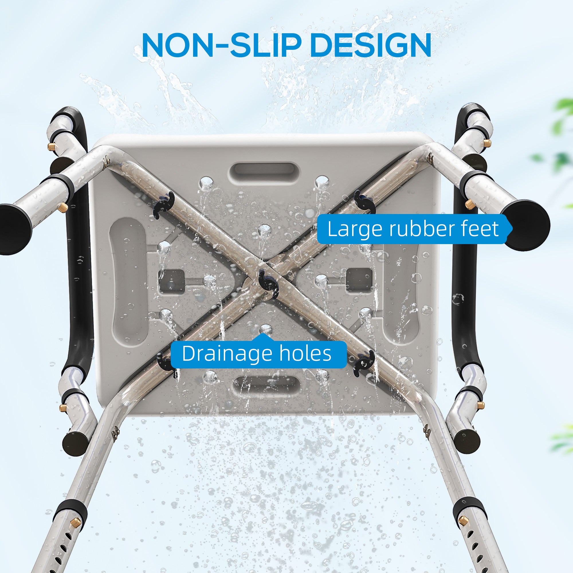 HOMCOM 57-69cm Aluminium Frame Bath Seat 