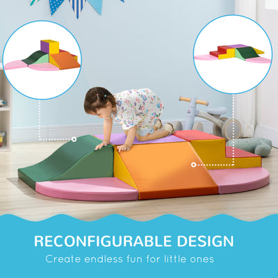 HOMCOM 6 Piece Soft Play Equipment for Kids Climb and Crawl, Red 