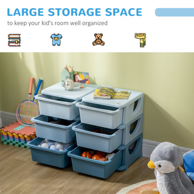 HOMCOM Kids Storage Unit, with Six Drawers - Blue 