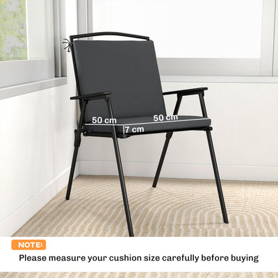 Outsunny Outdoor Seat Cushions Set of 2 with Ties, Waterproof Garden Seat Pads, Dark Grey 