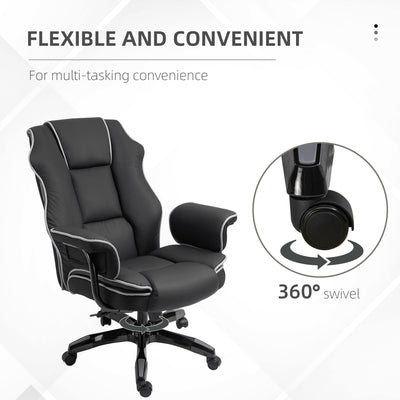 Vinsetto Executive Office Chair, PU Leather High Back Desk Chair with Height Adjustable, Reclining Swivel Computer Chair for Home, Black 