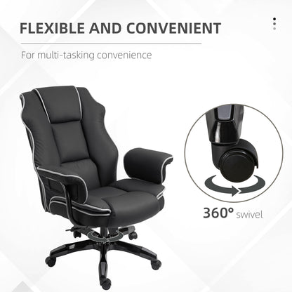 Vinsetto Executive Office Chair, PU Leather High Back Desk Chair with Height Adjustable, Reclining Swivel Computer Chair for Home, Black 