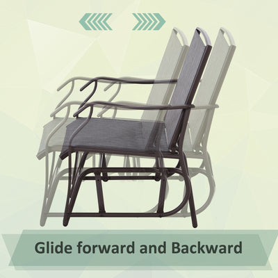 Outsunny Glider Rocking Chair & Table Set 2 Single Seaters Rocker Garden Swing Chair Patio Furniture Bistro Set Grey 