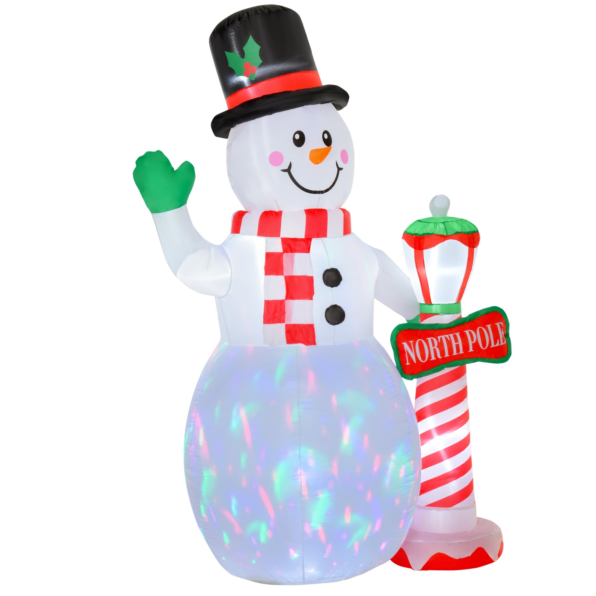 HOMCOM 8ft Tall Christmas Inflatable Snowman with Street Lamp, Lighted for Home Indoor Outdoor Garden Lawn Decoration Party Prop 