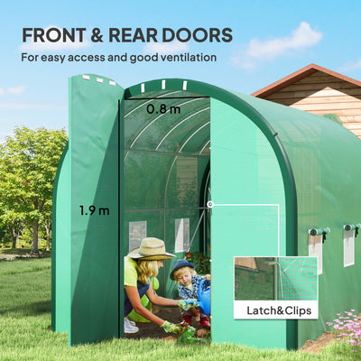 Outsunny 3 x 2(m) Polytunnel Greenhouse, with Windows and Doors - Green 