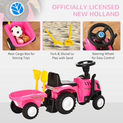 HOMCOM Ride-On Tractor, Toddler Walker, Foot-to-Floor Slide, for Ages 1-3 Years - Pink 