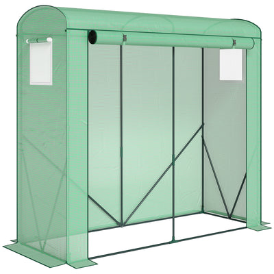 Outsunny Mini Greenhouse, Garden Tomato Growhouse with Roll-Up Door and 2 Mesh Windows, PE Cover, 200 x 75 x 188 cm, Green 