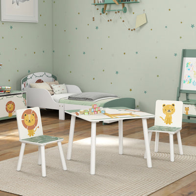 AIYAPLAY 3-Piece Toddler Table and Chair Set, Kids Table with 2 Chairs Set for Bedroom, Nursery, Playroom, Green 