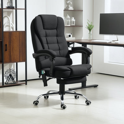 Vinsetto Heated 6 Points Vibration Massage Executive Office Chair Adjustable Swivel Ergonomic High Back Desk Chair Recliner with Footrest Full Black 