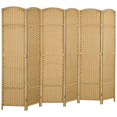 HOMCOM 6 Panel Folding Room Divider, Freestanding Privacy Screen for Living Room, Bedroom and Office, 240 x 170cm, Natural 