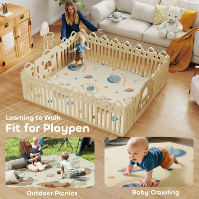 AIYAPLAY Baby Play Mat, Double Sideded Foldable Kids Crawling Mat, Reversible & Waterproof, Astronaut and Planet 