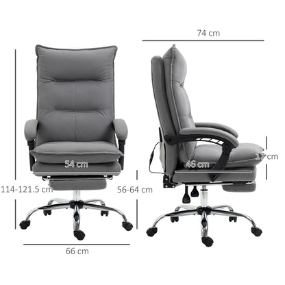 Vinsetto Massage Office Chair with Footrest, Desk Chair with 6 Point Massage and Heat, 155\'c2\'b0 Reclining Back for Home, Thick Padding, Grey