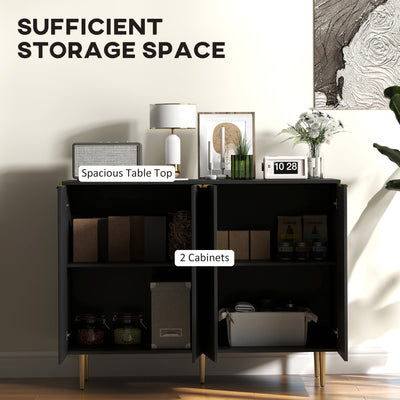 HOMCOM Sideboard Buffet Cabinet, Modern Kitchen Storage Cabinet with 4 Doors and Adjustable Shelves Black 