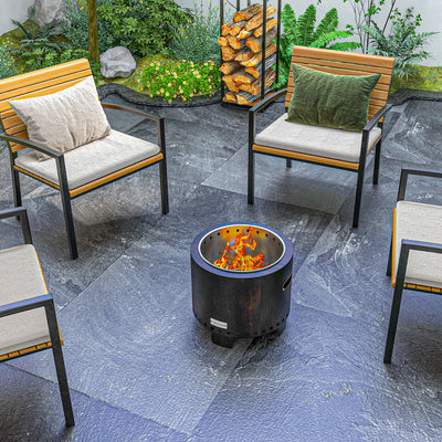 Outsunny Metal Wood-burning Smokeless Fire Pit, Black 