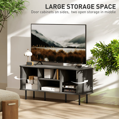 HOMCOM TV Stand Cabinet for TVs up to 55 Inches, TV Unit with Storage Shelves and Cupboard for Living Room, Grey 
