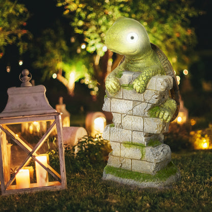 Outsunny Vivid Tortoise Art Sculpture with Solar LED Light, Colourful Garden\'c2\'a0Statue, Outdoor Ornament Home Decoration for Porch, Deck, Grass