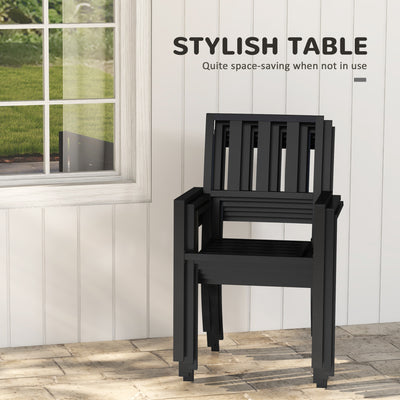Outsunny 7 Pieces Garden Table and Chairs 6 Seater Outdoor Table and Chairs with Umbrella Hole, for Poolside, Garden, Black 
