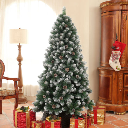 HOMCOM 6ft Snow-Dipped Artificial Pine Christmas Tree 