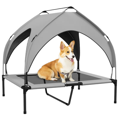 PawHut Cooling Raised Pet Bed w/ Washable Breathable Mesh, for Medium, Large Dogs, 91 x 76 x 89cm - Light Grey 
