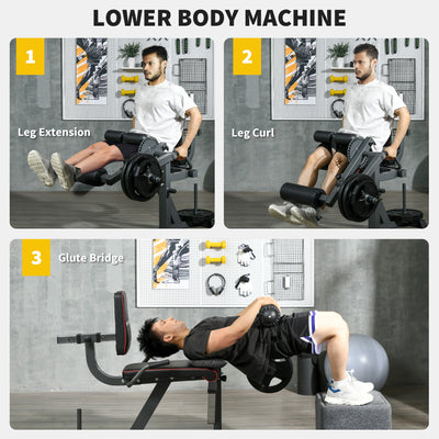 SPORTNOW Seated Leg Extension Machine, Adjustable Leg Raise Machine and Curl Machine with Plate Loaded for Hip, Thigh, Lower Body Workout 