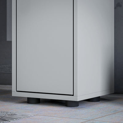 kleankin 180cm Slim Bathroom Cabinet, with Drawer, Shelves and Cupboards - Grey 
