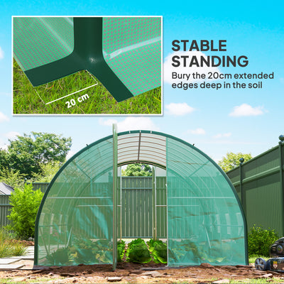 Outsunny 4 x 3(m) Polytunnel Greenhouse, with Windows and Doors - Green 