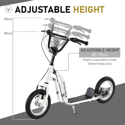 HOMCOM Dual Brakes 12" Metal frame Kick Scooter adjustable black 