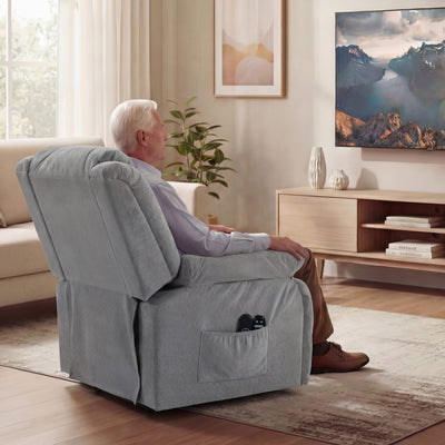 HOMCOM Recliner Armchair Lift Chair, Electric Recliner Chair with Vibration Massage and Heat, Wide Seat, USB Port, Light Grey 