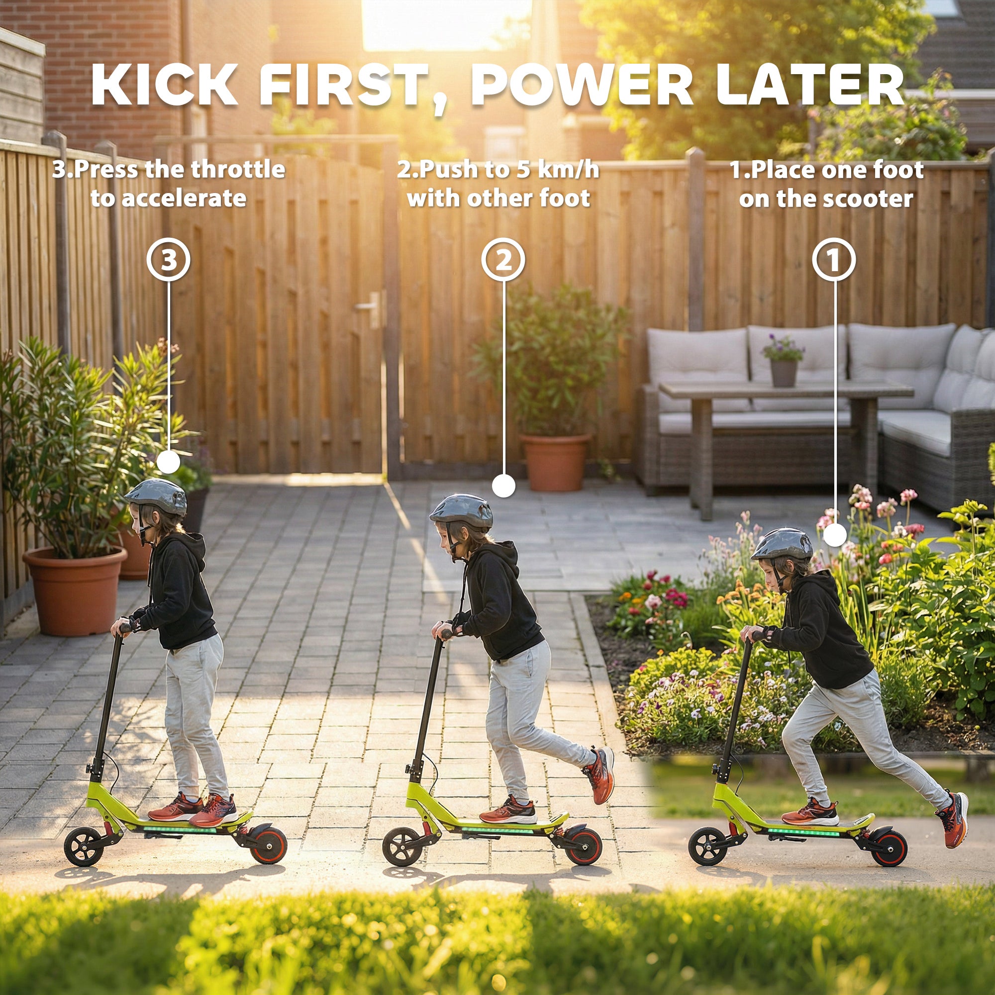 SPORTNOW Electric Scooter for Kids, Foldable E Scooter for Age Age 6+ with LED Display, RGB lights, Up to 16km/h, Green 