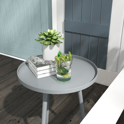 Outsunny Round Garden Coffee Table, Outdoor Side Table with Rounded Steel Edge, Ø40 x 50H cm, Grey 
