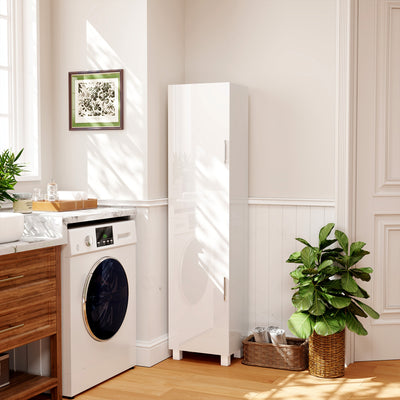 HOMCOM Tall Bathroom Cabinet, Freestanding Bathroom Cabinet with Adjustable Shelves and Double Doors 