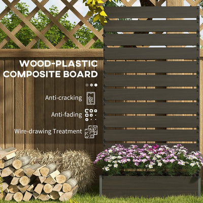 Outsunny Raised Bed for Garden, Planter with Trellis for Climbing Plants, Vines, Planter Box with Drainage Gap, Black 